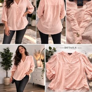 Women's Pink Button-Up Blouse